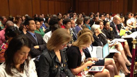 El salón donde se realiza el debate de las enmiendad de la reforma migratoria estuvo lleno este lunes.