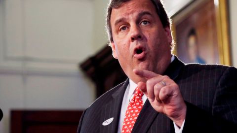 El gobernador del estado de Nueva Jersey, Chris Christie, durante el anuncio de hoy.
