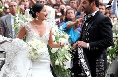 Danna García y Pablo Montero durante la grabación del final de la telenovela.