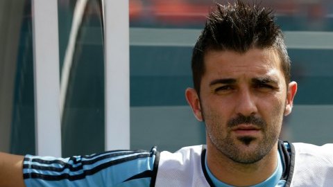 David Villa realizó el entrenamiento de este jueves como suplente