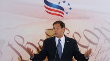 El senador Marco Rubio habla hoy, en una conferencia en Washington, auspiciada por el grupo “Faith and Freedom Coalition Road to Majority”.