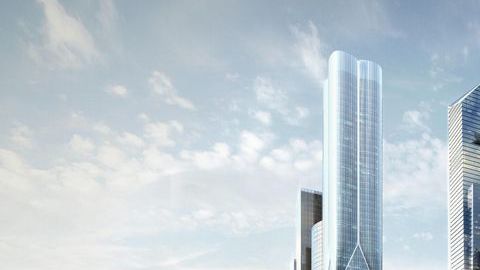 Imagen cedida por Related Companies de una representación artística de cómo se verá Manhattan -desde el barrio Chelsea- con el nuevo proyecto urbanístico Hudson Yards.