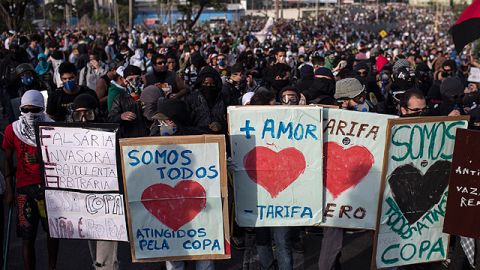 Manifestantes en Sao Paulo.