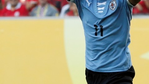 Abel Hernández marcó cuatro  de los goles de Uruguay ante Tahití.