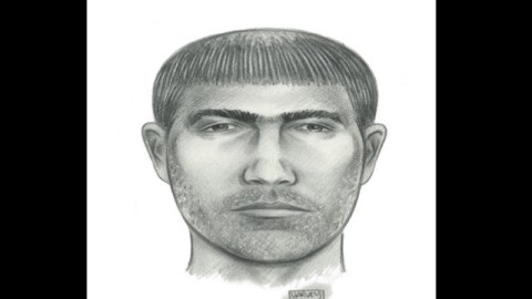 Boceto del sospechoso de violar a un menor en un baño público.