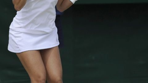 La puertorriqueña Mónica Puig festeja su triunfo sobre la checa Eva Birnerova.