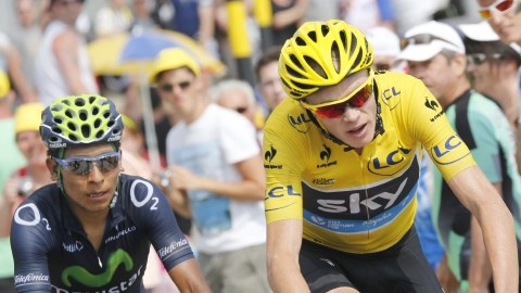 El  líder del Tour de Francia, el británico Christopher Froome, seguido por el colombiano  Nairo Quintana, quien ocupa el sexto en la clasificación general.