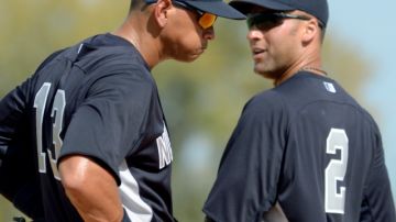Alex Rodríguez y derek Jeter en sus  mejores momentos con la franela de los Yankees.