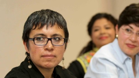 Durante el Seminario Nacional Política Feminista realizado en México,   Dolores Rojas, Martha Heredia y Clara Brugada, entre otras participantes.