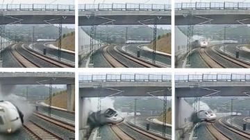 Una cámara de seguridad captó el momento del descarrilamiento del tren en Santiago de Compostela.