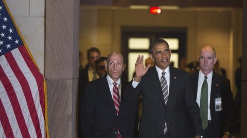 El presidente Barack Obama se reunió con los congresistas de su partido.