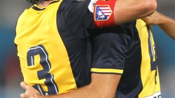 Mario Suárez (d) marcó el gol del Atlético Madrid ante  Sporting Cristal.
