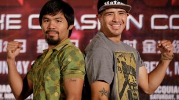 Manny Pacquiao (izquierda) y Brandon Ríos pronosticaron que será una pelea que no llegará al límite.