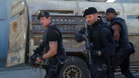 Sylvester Stallone, Jason Statham y Terry Crews en una escena de "The Expendables 2".