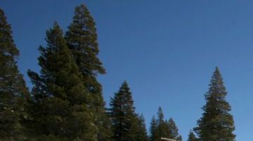 Un riachuelo cubierto de bancos de nieve cerca de Echo Summit, Calif.
