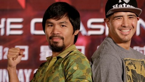 Manny Pacquiao (izquierda) y Brandon Ríos pronosticaron que será una pelea que no llegará al límite.