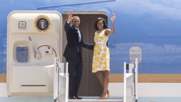 Michelle Obama y Barack Obama, antes de sus vacaciones.