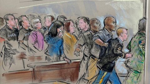 Dibujo del momento posterior a la sentencia contra Mannning.