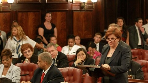 La presidenta del Concejo Municipal, Christine Quinn, durante la audiencia de este jueves.