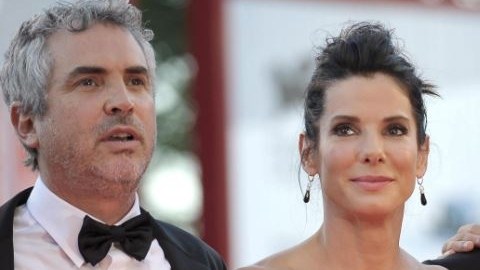 Alfonso Cuarón, George Clooney y Sandra Bullock presentan 'Gravity'  en Venecia.
