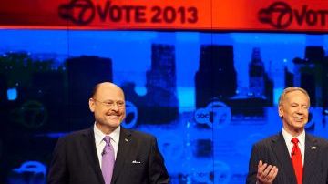 Joe Lhota, George McDonald (centro) y John Catsimatidis (derecha), en un debate previo.