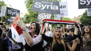 Las manifestaciones en el Reino Unido contra la intervención multinacional en Siria no se hicieron esperar.