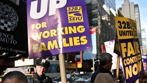 Miembros del sindicato 32BJ en Nueva York./Archivo