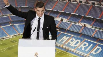 Gareth Bale durante su presentación como nuevo jugador del Real Madrid