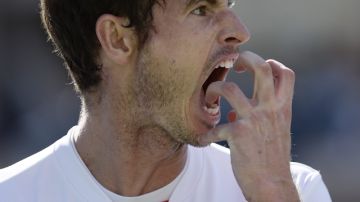 Un enardecido  Andy Murray reacciona con disgusto ante su incapacidad de poder derrotar al suizo Stanislas Wawrinka en el Abierto de Estados Unidos.