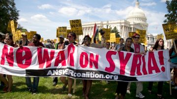 Las protestas se han multiplicado en Washington en los pasados días, ante la posibilidad de que el Congreso apruebe una resolución que autorice una acción militar en Siria.