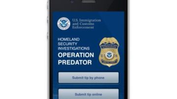 Imagen muestra la nueva aplicación de ICE para encontrar depredadores sexuales.