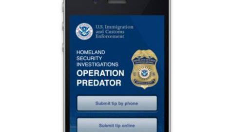Imagen muestra la nueva aplicación de ICE para encontrar depredadores sexuales.