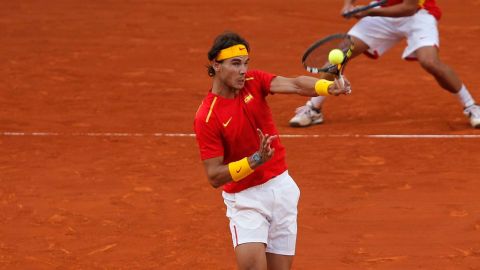 Rafael Nadal en su participación en la serie ante Ucrania en la Copa Davis.