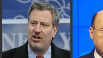 Bill de Blasio (izq.) se enfrentará el 5 de noviembre a Joseph W. Lhota (centro) y a  Adolfo Carrión (drcha), único latino  en la contienda.