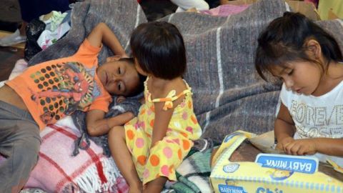 Menores en un refugio en la ciudad de Chilpancingo, en Guerrero.