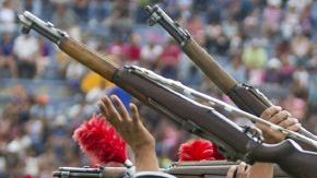 Cadetes de policía participan el 15 de septiembre de 2013, en los actos de independencia de Honduras en Tegucigalpa.