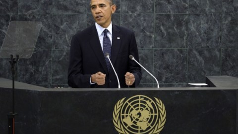 El presidente de Estados Unidos, Barack Obama, pronuncia un discurso durante su intervención en el debate general de la 68ª sesión de la Asamblea General de Naciones Unidas.