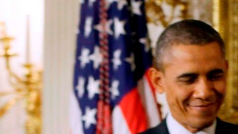 El presidente Barack Obama durante el acto en la Casa Blanca para nominar a Janet Yellen como presidenta de la Reserva Federal, en sustitución de Ben Bernanke (der.).