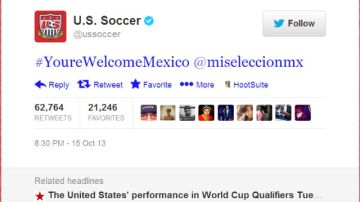La cuenta de Twitter de la selección de Estados Unidos explica que su mayor rival lo mantuvo con vida por un lugar al mundial de Brasil 2014.