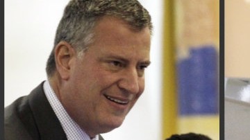 Bill de Blasio (izquierda) y Joe Lhota se muestran positivos.