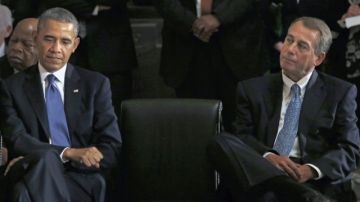 El presidente Barack Obama  y el actual presidente de la Cámara Baja, John Boehner.