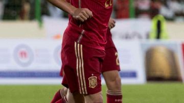 Santi Cazorla festeja su gol de ayer ante Guinea Ecuatorial.
