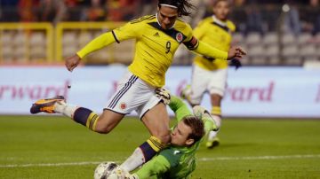 Radamel Falcao García, grito de gol de Colombia, en el amistoso contra Bélgica.
