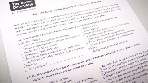 The Bronx Defenders entregará a De Blasio un reporte con los resultados de la encuesta.