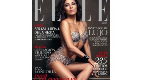Eva Longoria se sometió a una sesión de body painting para la portada de Elle España de diciembre.