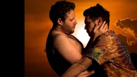 Seth Rogen y James Franco se burlan en la grabación simulando a Kim Kardashian y Kanye West.