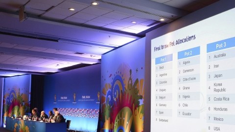 Imagen de una pantalla en la que se aprecia la distribución de las selecciones para el sorteo del viernes. México y EEUU aparecen en el Combo 3.