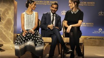 Olivia Wilde (der.), Aziz Ansari (medio) y Zoe Saldaña (izq.) revelaron a los nominados.
