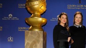 Olivia Wilde (segunda izq.), Aziz Ansari (segundo der.) y Zoe Saldaña (der.) anunciaron las nominaciones esta mañana.