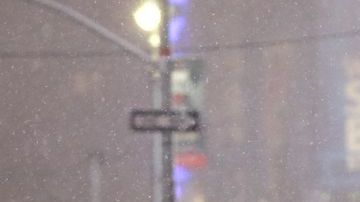 Aunque anoche nevaba, "Elmo" no dejó de trabajar en Times Square, Manhattan.